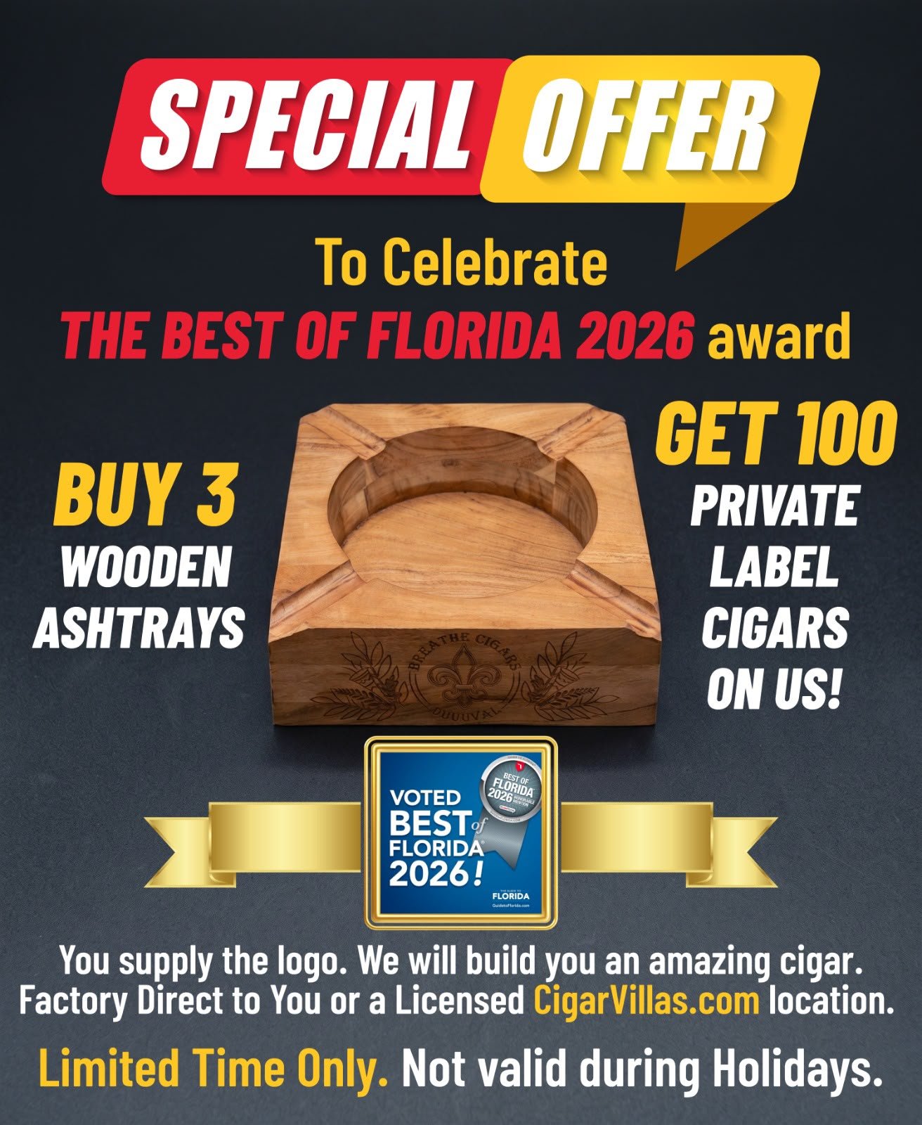 HANDCRAFTED HARDWOOD CIGAR ASHTRAY - Image 8